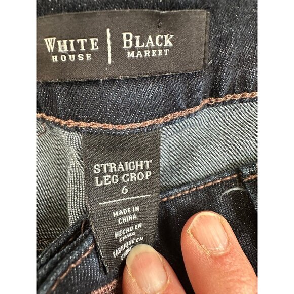 White House Black Market Womens Straight Crop Jeans 6 denim cotton dark‎ denim - Picture 3 of 8